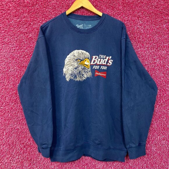 Brew City Budweiser Bald Eagle Graphic Crewneck Sweatshirt Large - Picture 1 of 4